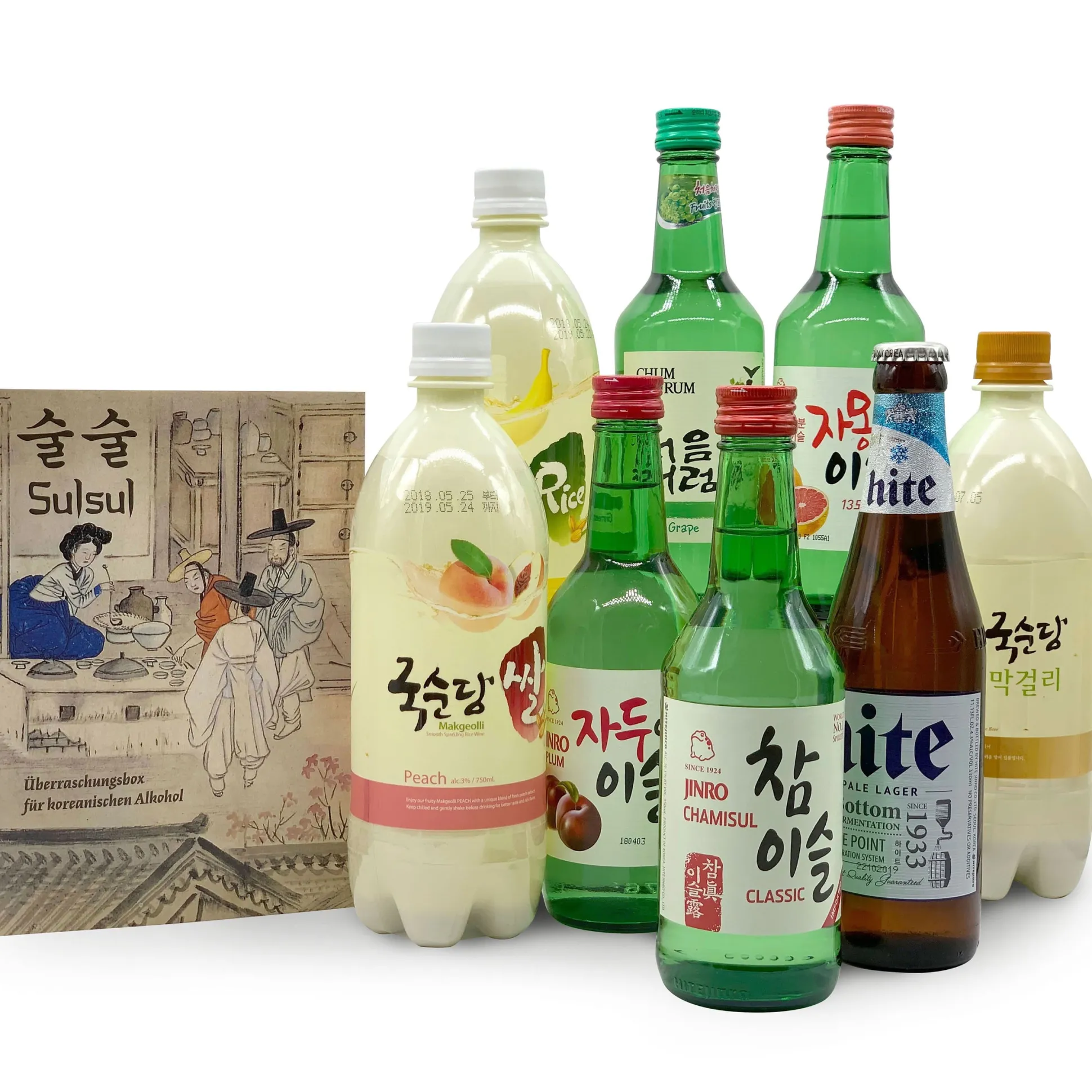 Sulsul Normal: Überraschungsbox mit 6 alkoholischen Getränken aus Korea (Bier, Soju & Reiswein)