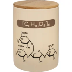 Vorratsbehälter für Mehl mit chemischen Formeln