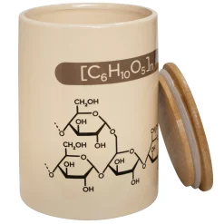Vorratsbehälter für Mehl mit chemischen Formeln