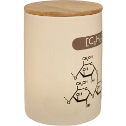 Vorratsbehälter für Mehl mit chemischen Formeln